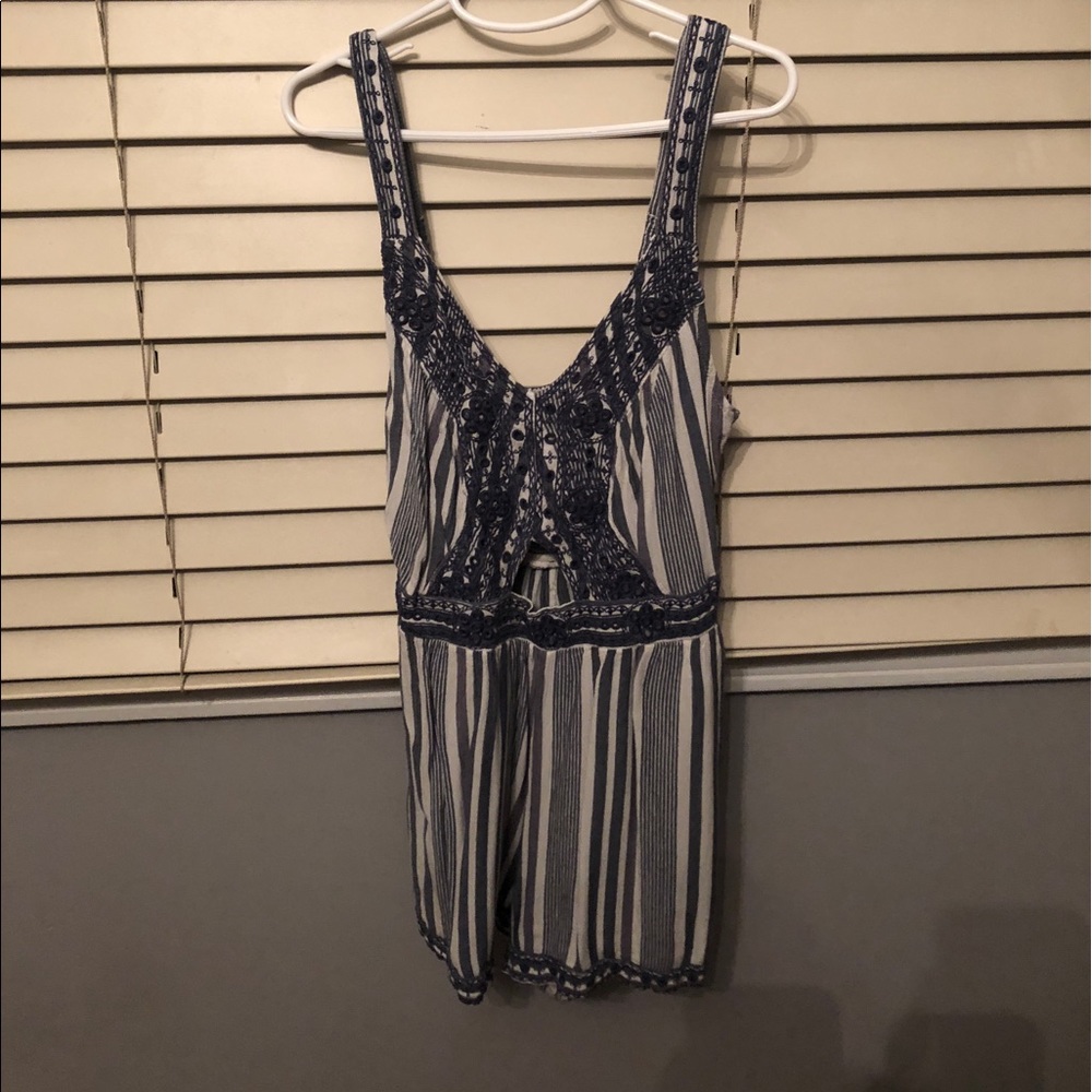 Navy Blue/White Romper
